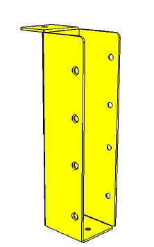 זווית שטוחה צהובה לפרזול, מתאימה לפנלים מבודדים ולחיבור בין קירות או למדפים.
